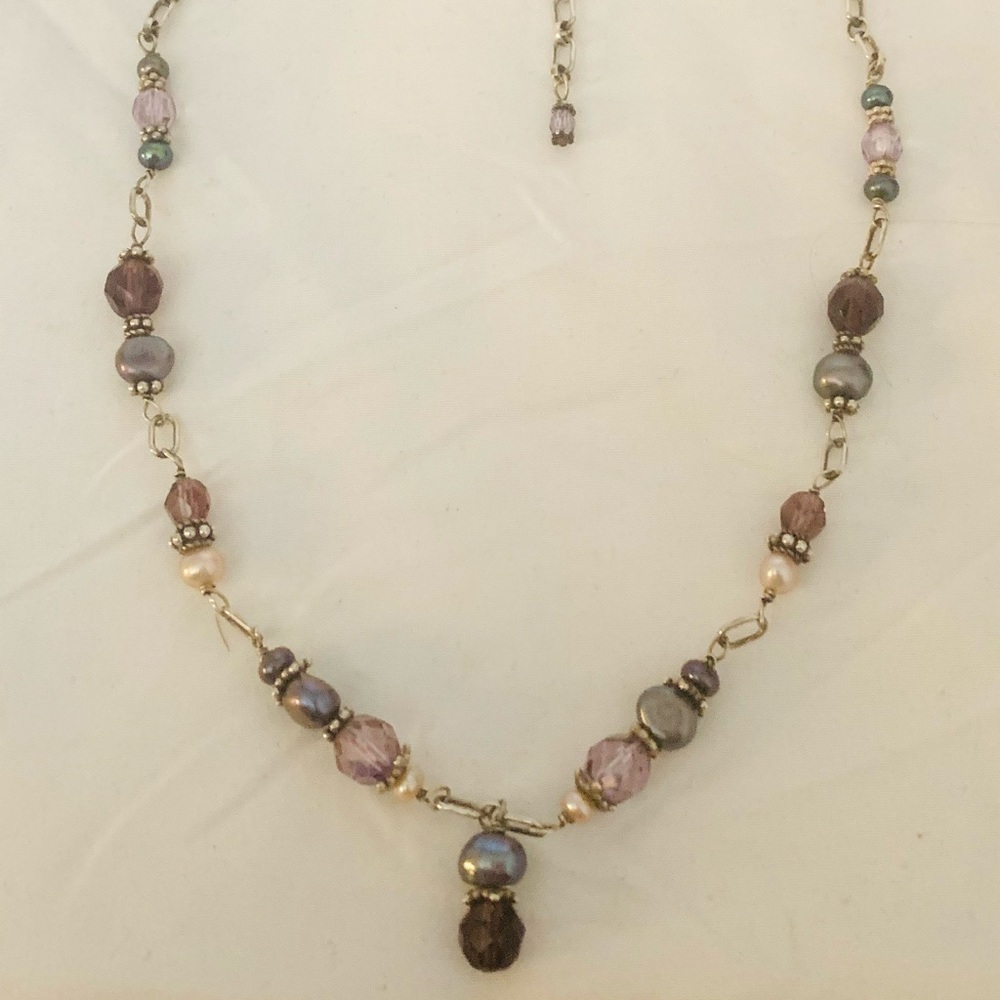 925 Freshwater Pearl and Glass Bead Necklace